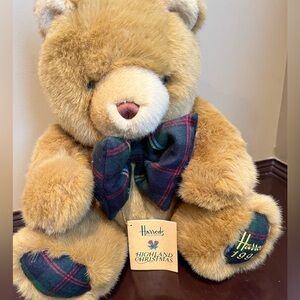 Harrods 1994 Highland Christmas Plush Bear with Tartan Bow